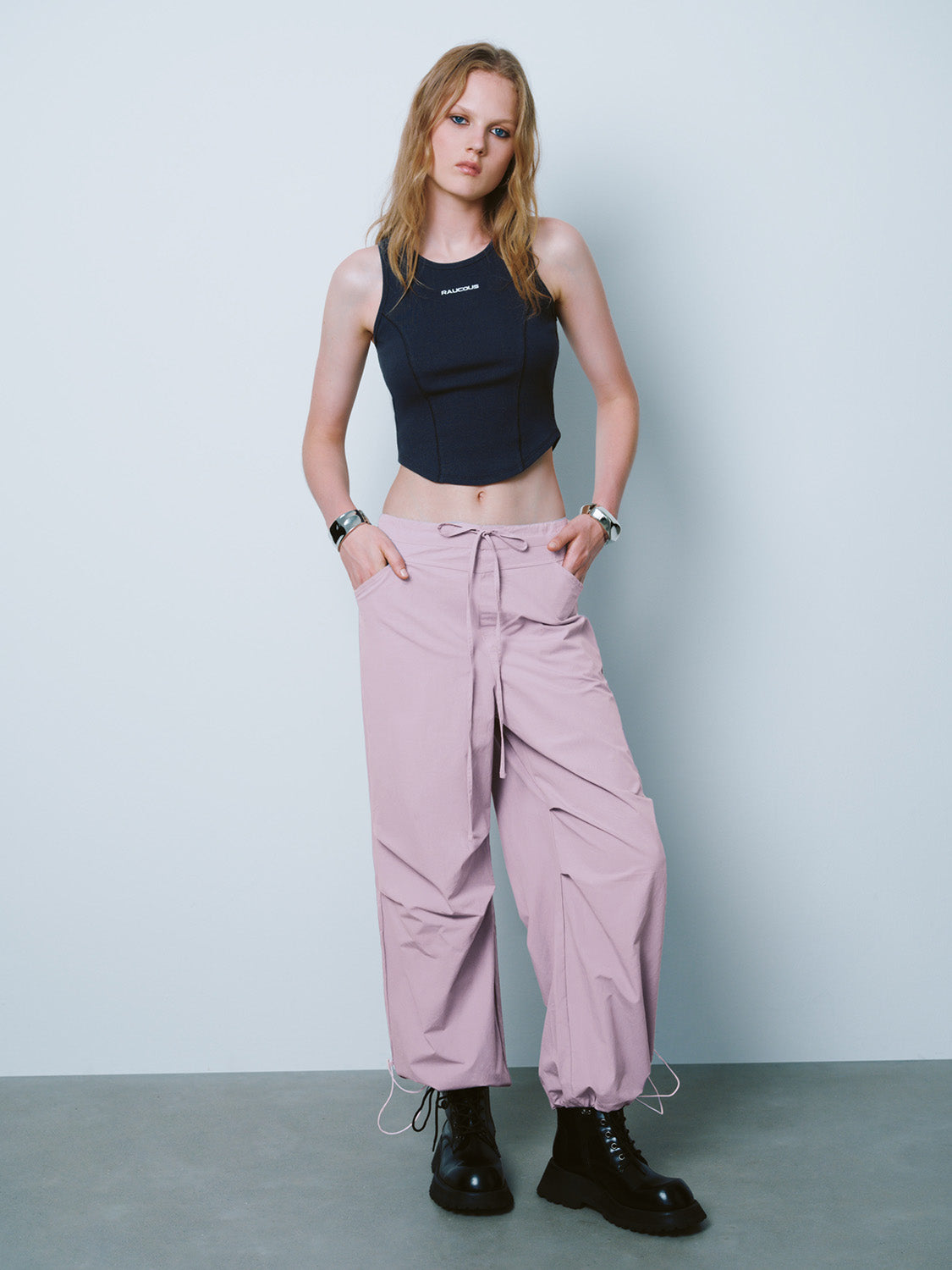 Drawstring Waist Wide-Leg Pants