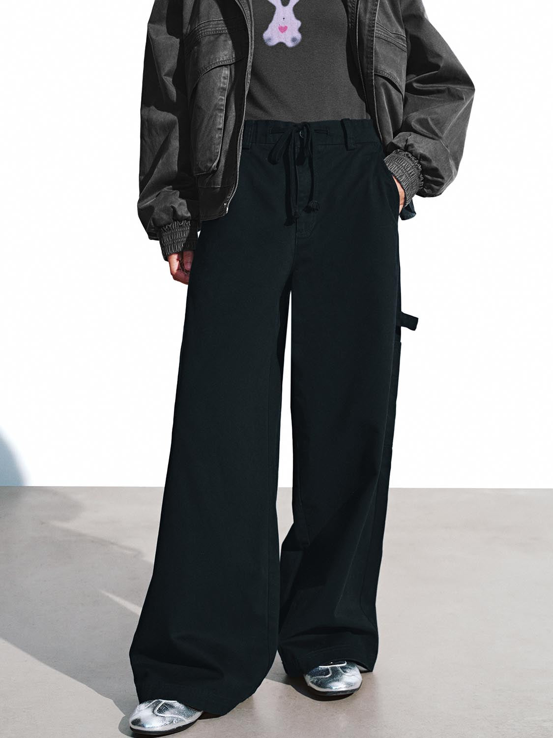 Drawstring Wide Leg Pants