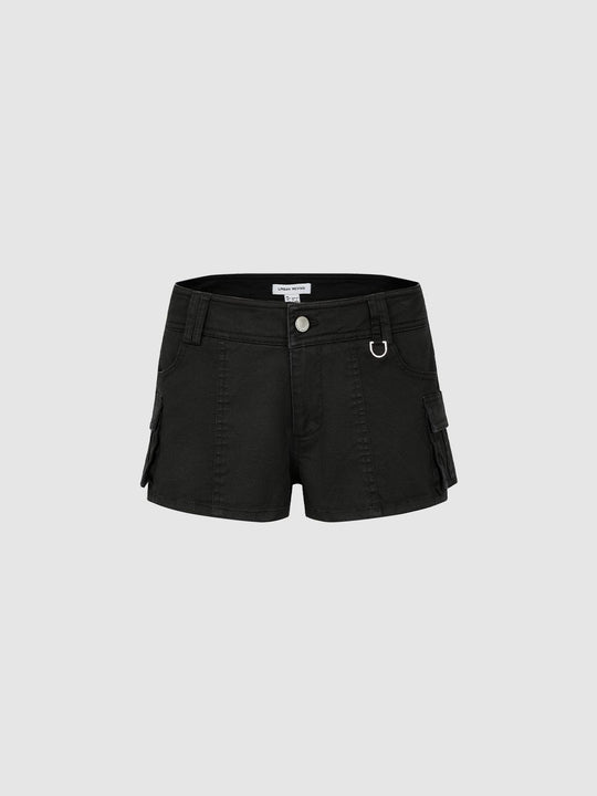 Cotton Elastane Cargo Pockets D Ring Shorts