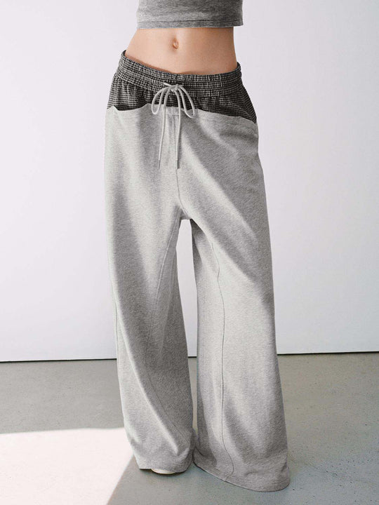 Contrast Thin Stretch Drawstring Pull On Barrel Leg Pants