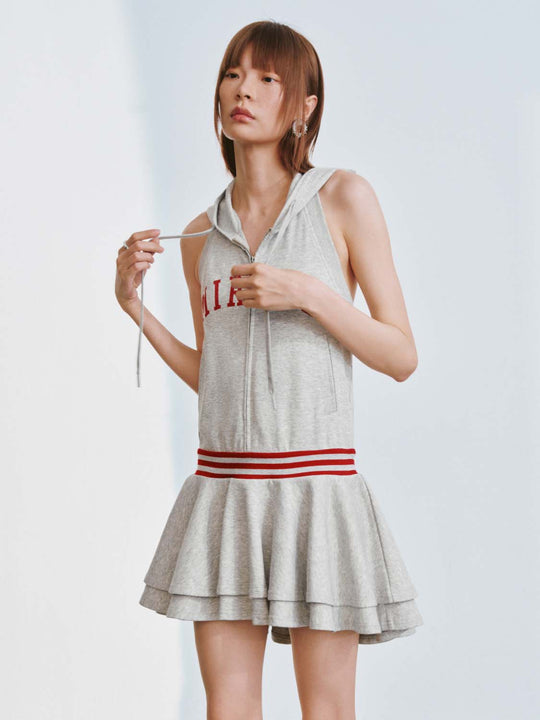Hooded Sleeveless A-Line Mini Dresses