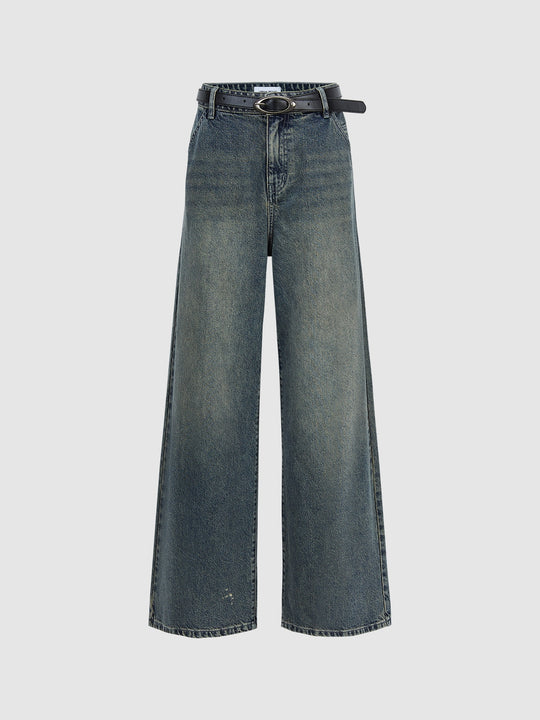Wide-Leg Jeans With Belt