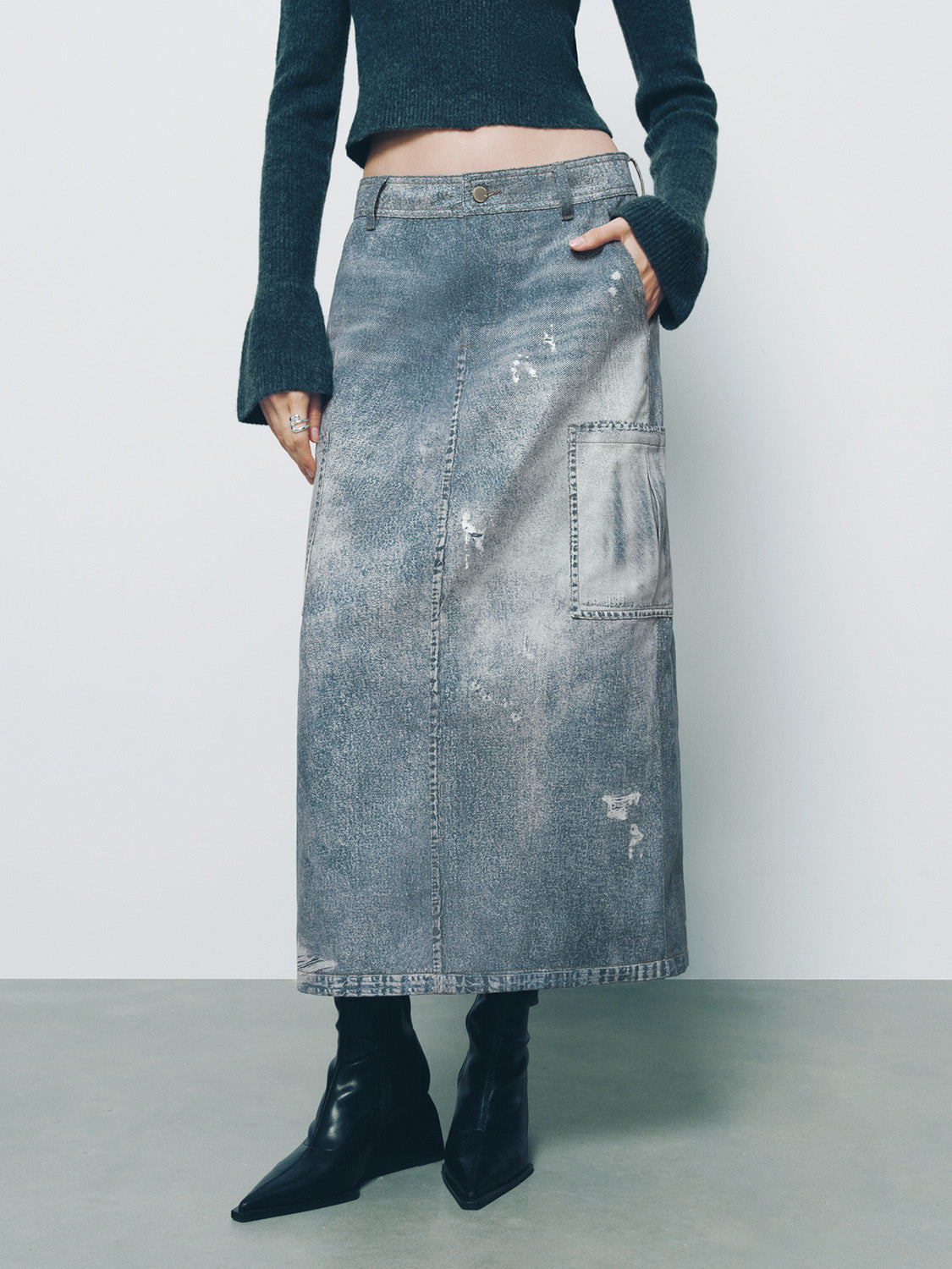 Straight Denim Skirt