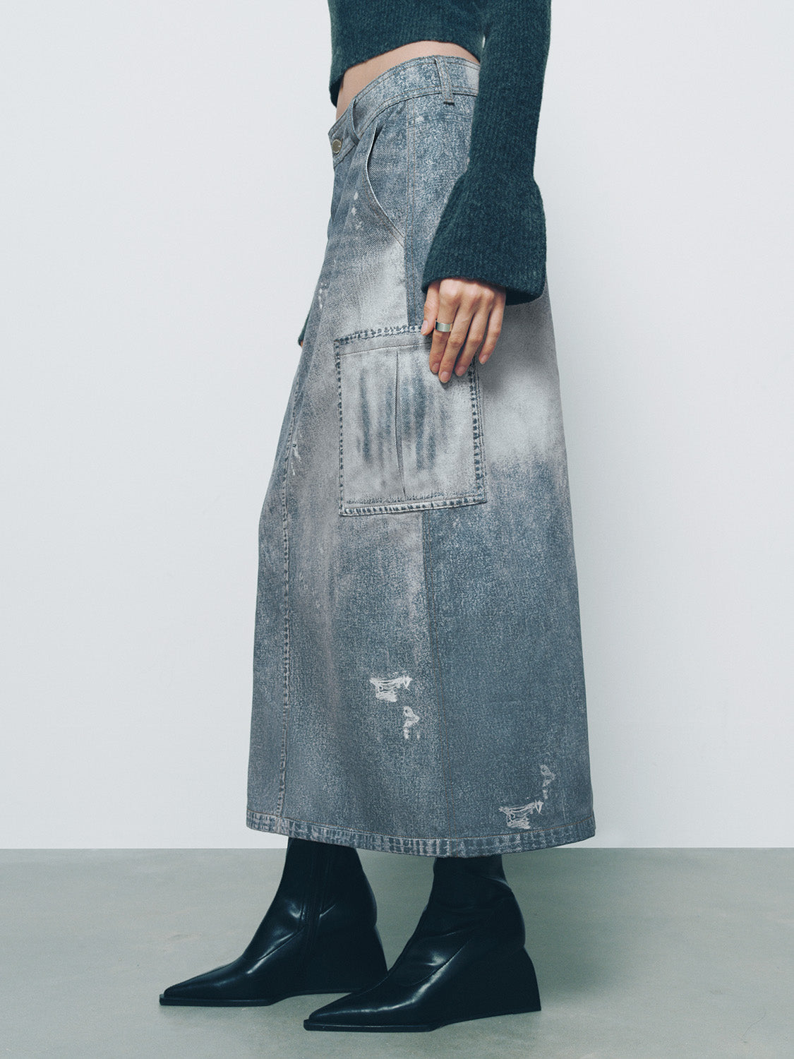 Straight Denim Skirt