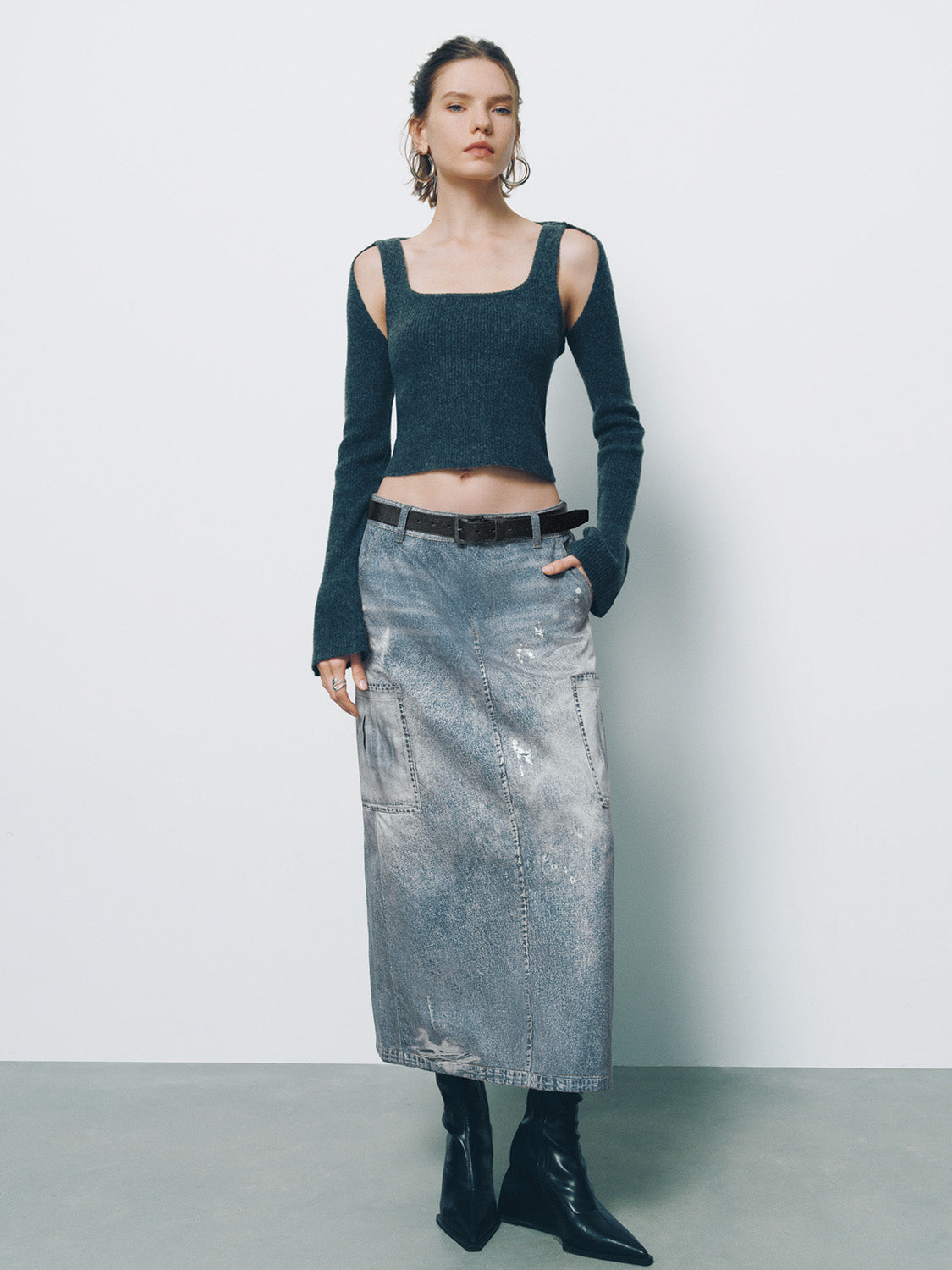 Straight Denim Skirt