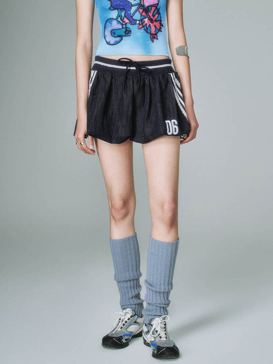 Denim Mini Balloon Skirts