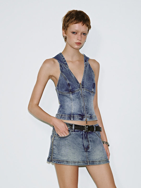Hoodie Sleeveless Denim Shirts