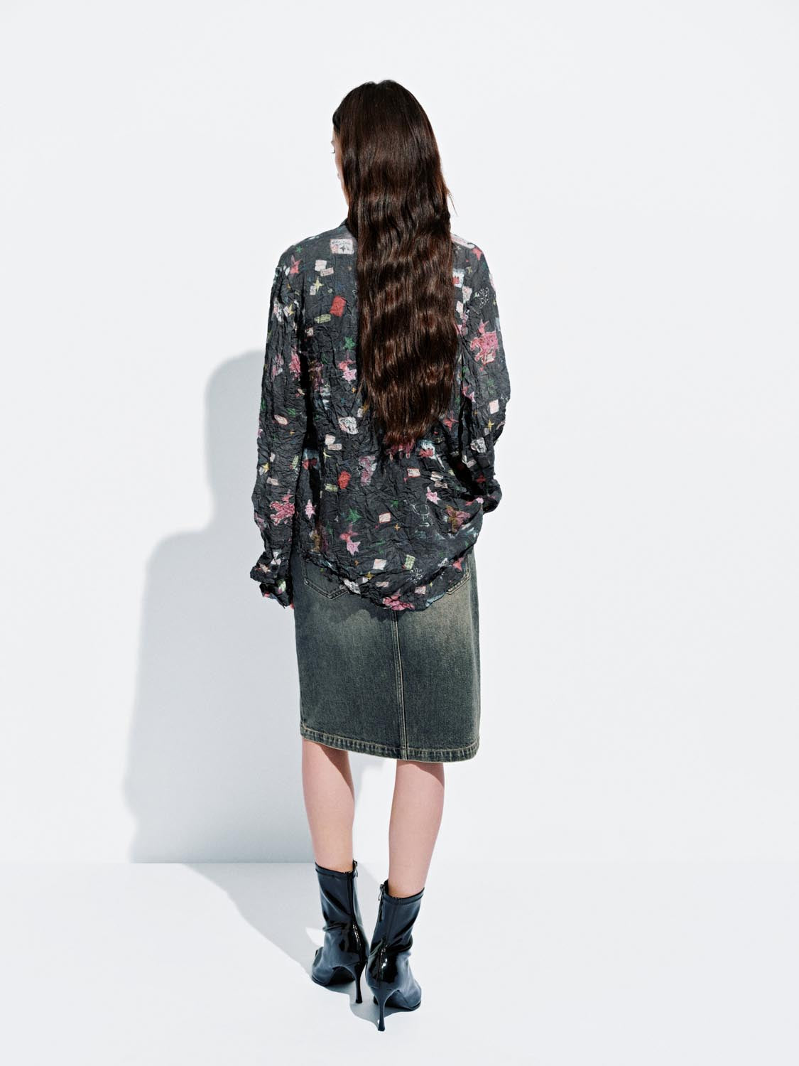 Buckle Decor Denim Midi Skirts