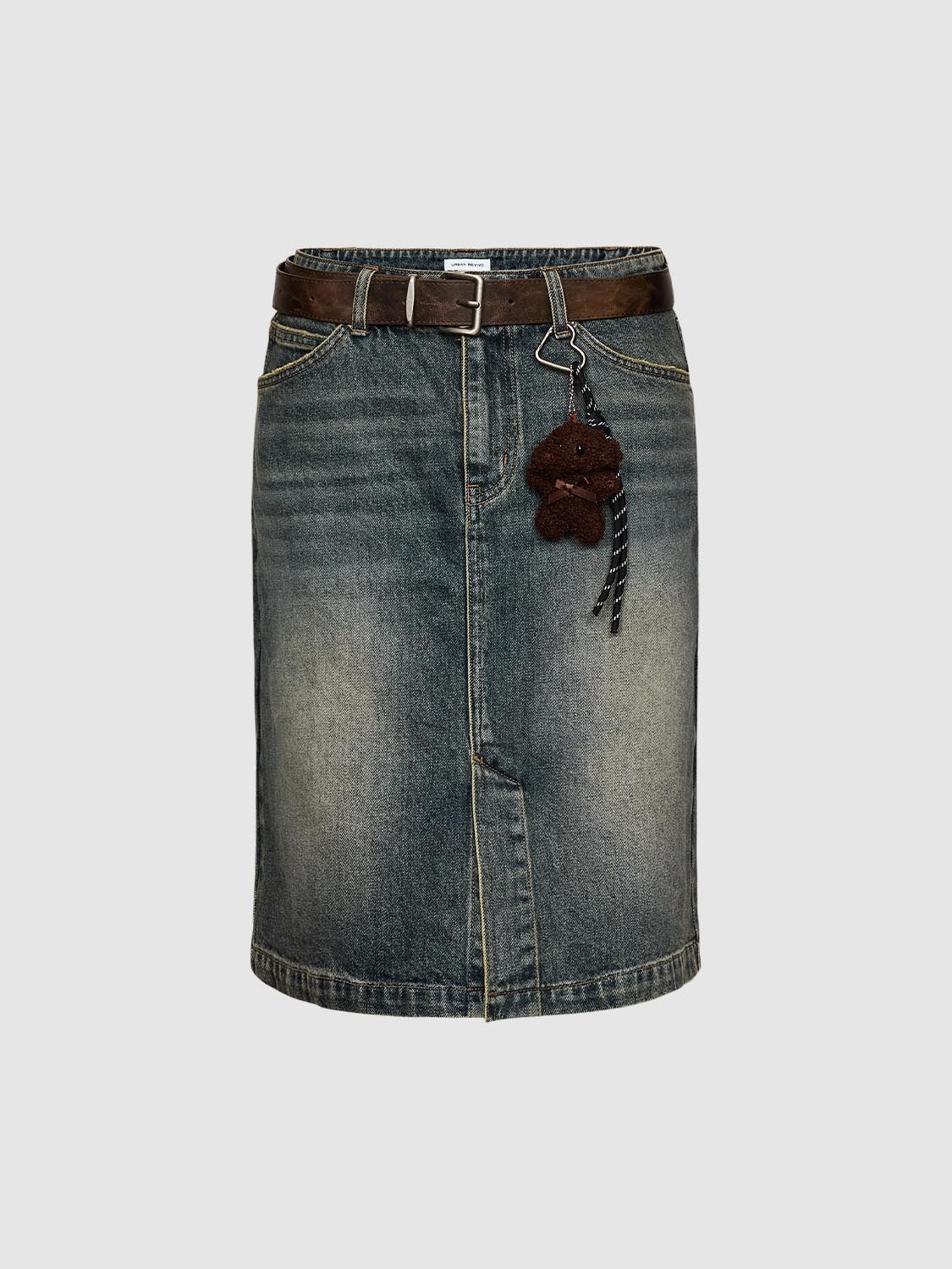 Buckle Decor Denim Midi Skirts