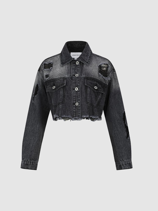 Ripped Cropped Denim Jackets