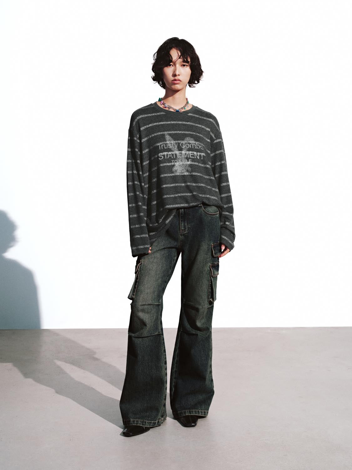 Flap Pocket Flare Leg Jeans