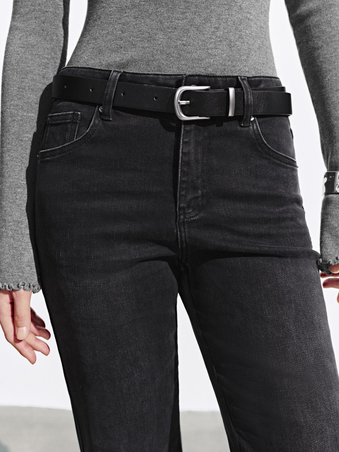 Belted Flare Leg Jeans