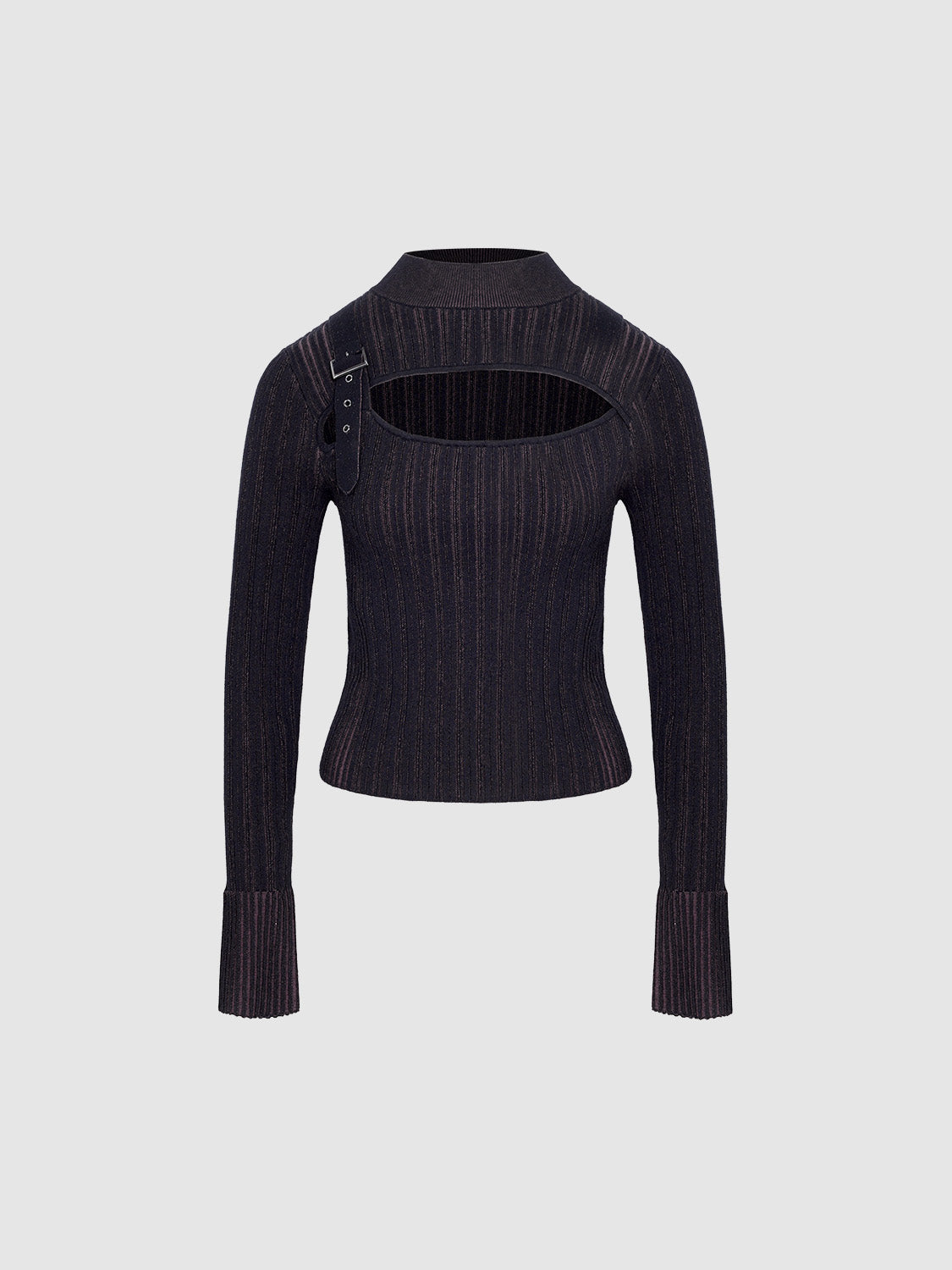 Cut Out Front Skinny Knitted T-Shirts