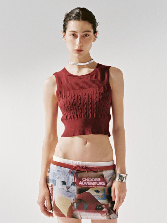 Knitted Cropped Tank Tops