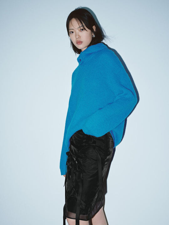 Boxy Textured Knit Crew Neck Long Sleeve Sweater