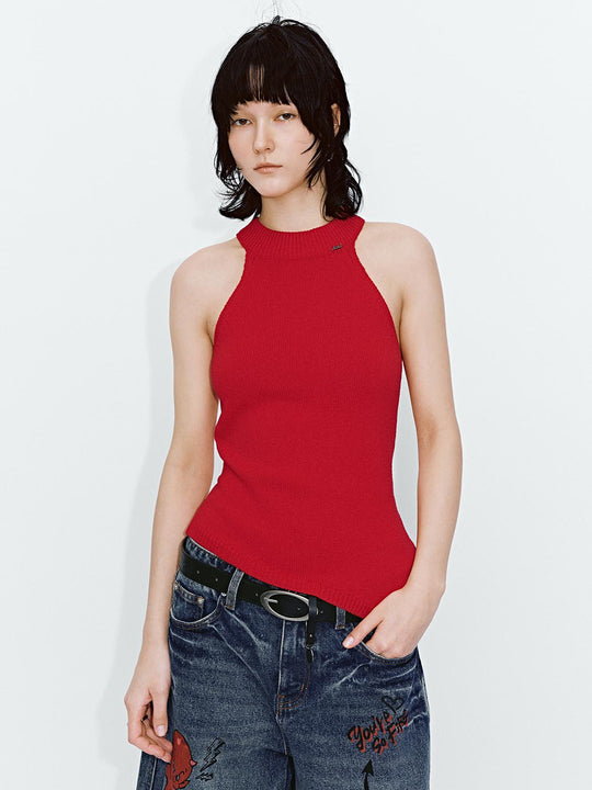 Crew Neck Sleeveless Knitted T-Shirts
