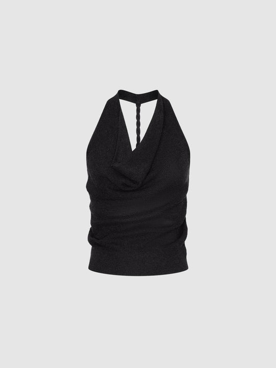 Cowl Neck Sleeveless Knitted T-Shirts