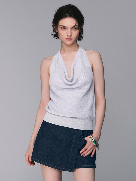 Knit Texture With Medium Thickness And Slight Stretch Ribbed Hem T-Shirt