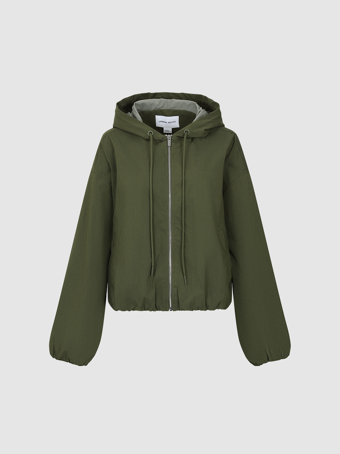 Zipper Front Hooded Oversized Jacket