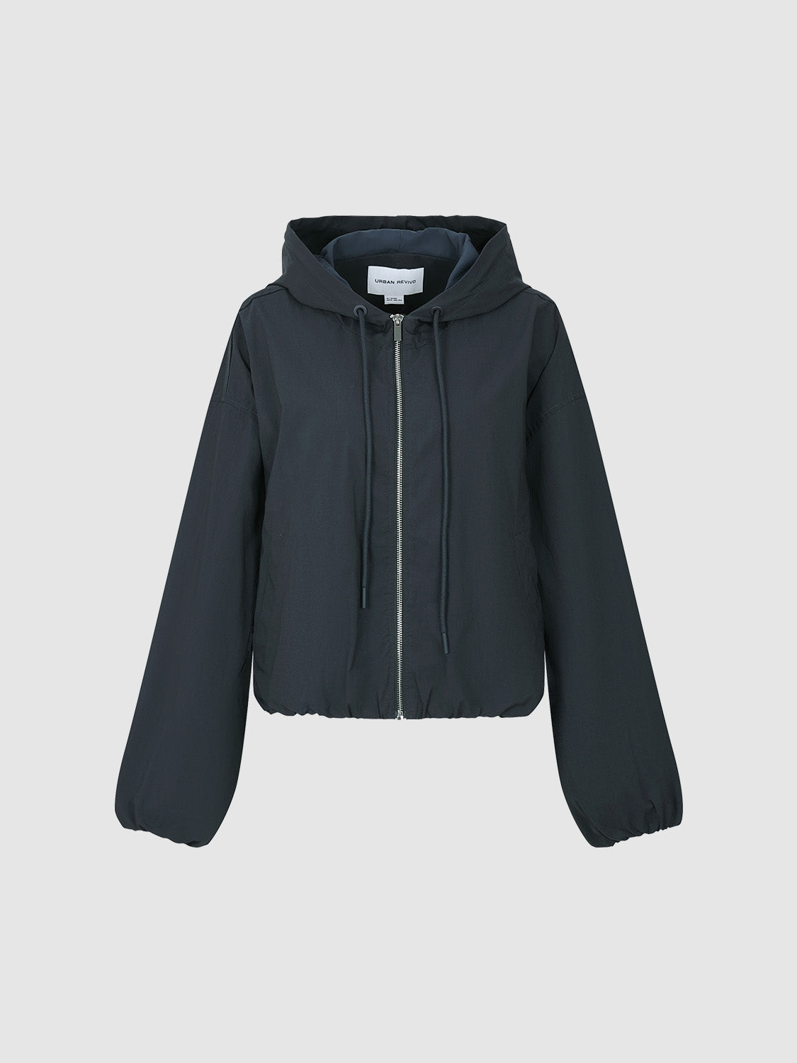 Zipper Front Hooded Oversized Jacket