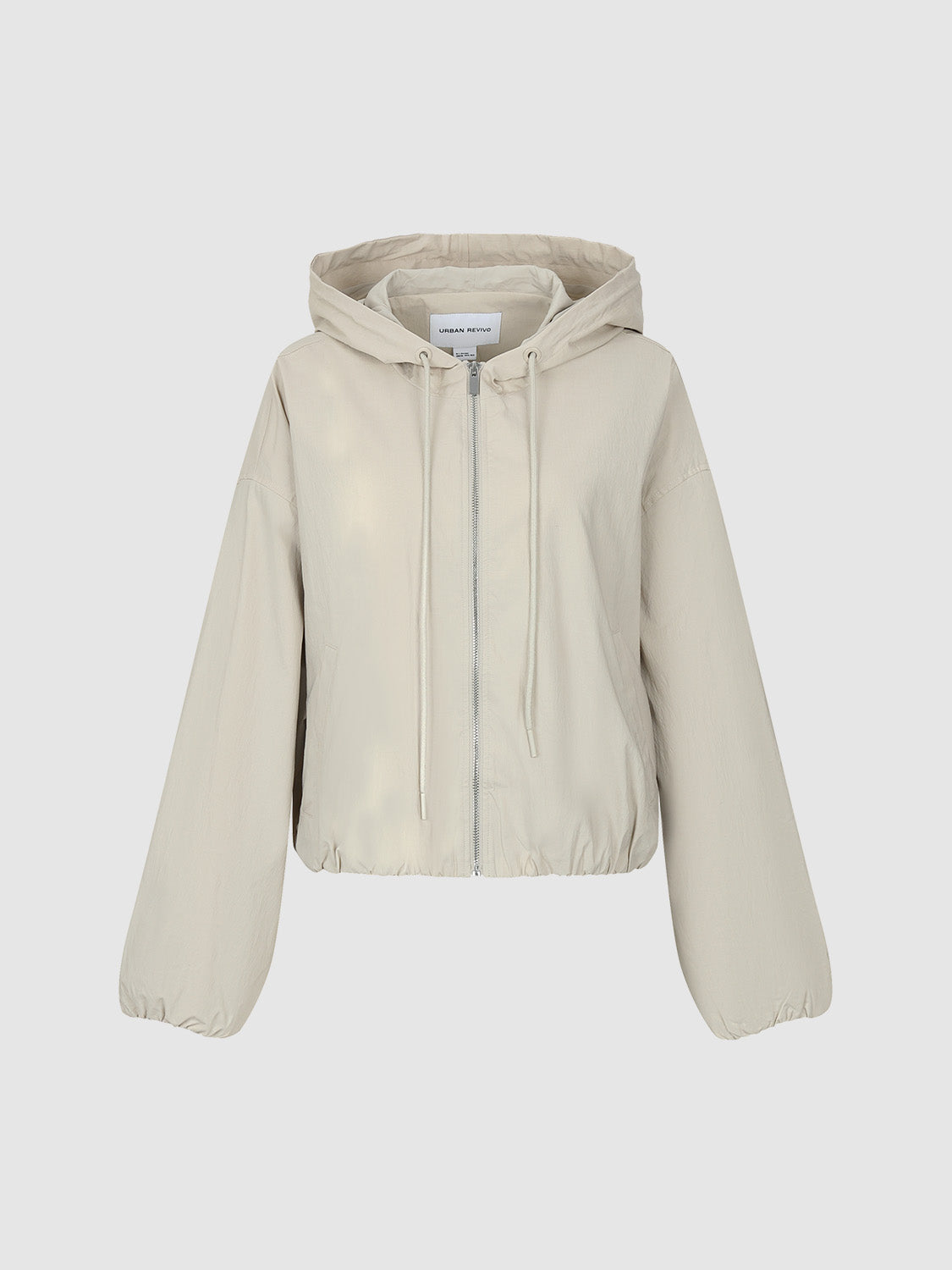 Zipper Front Hooded Oversized Jacket