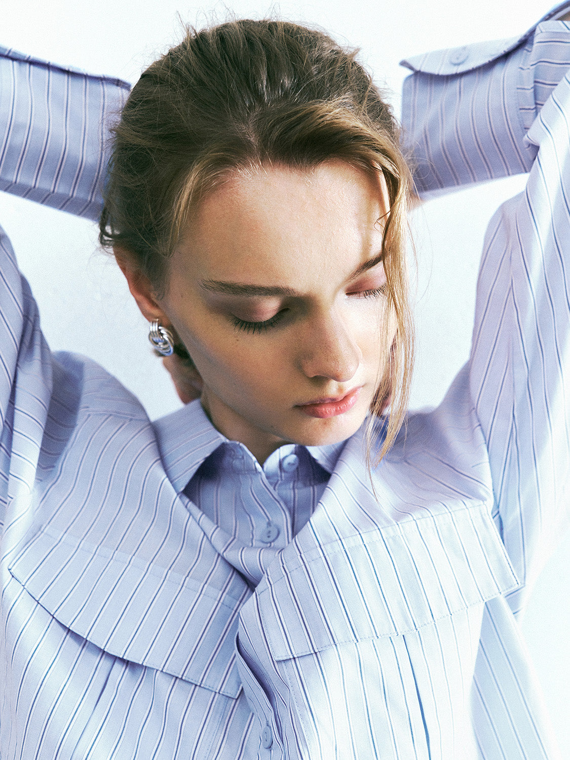 Cropped Striped Button Up Shirt