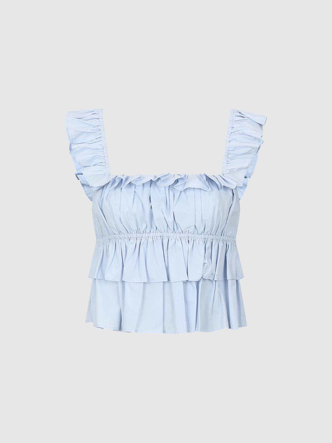 Wide Strap Ruffle Cami Tops