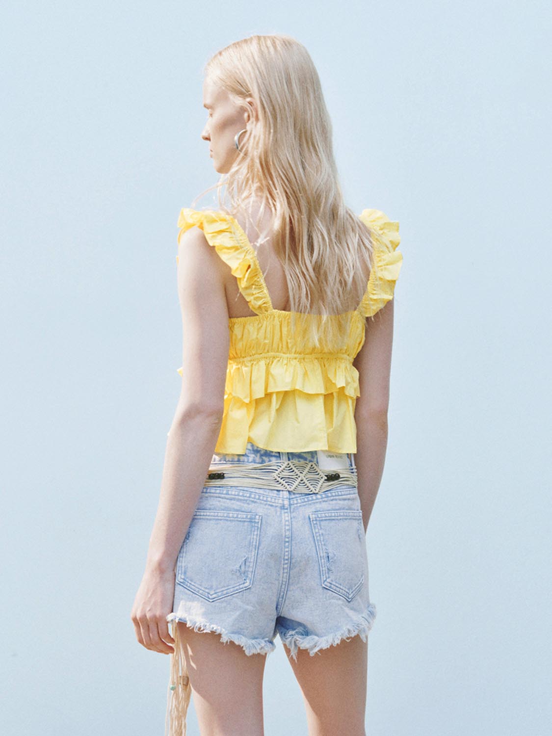 Wide Strap Ruffle Cami Tops