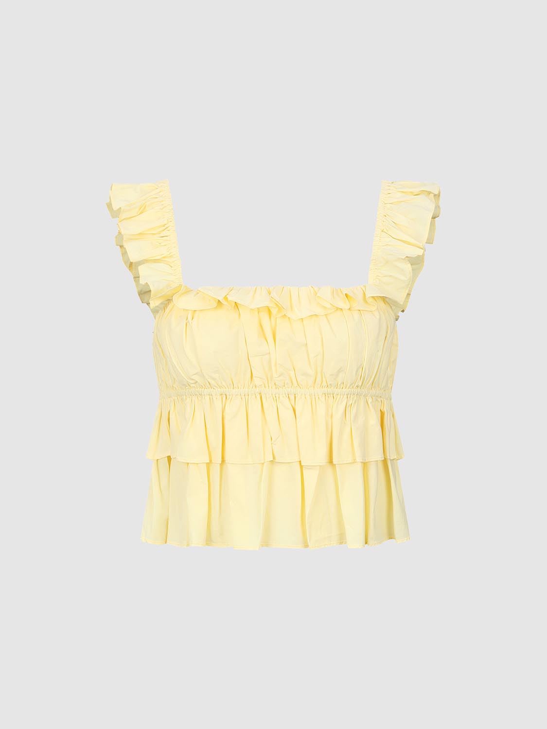 Wide Strap Ruffle Cami Tops