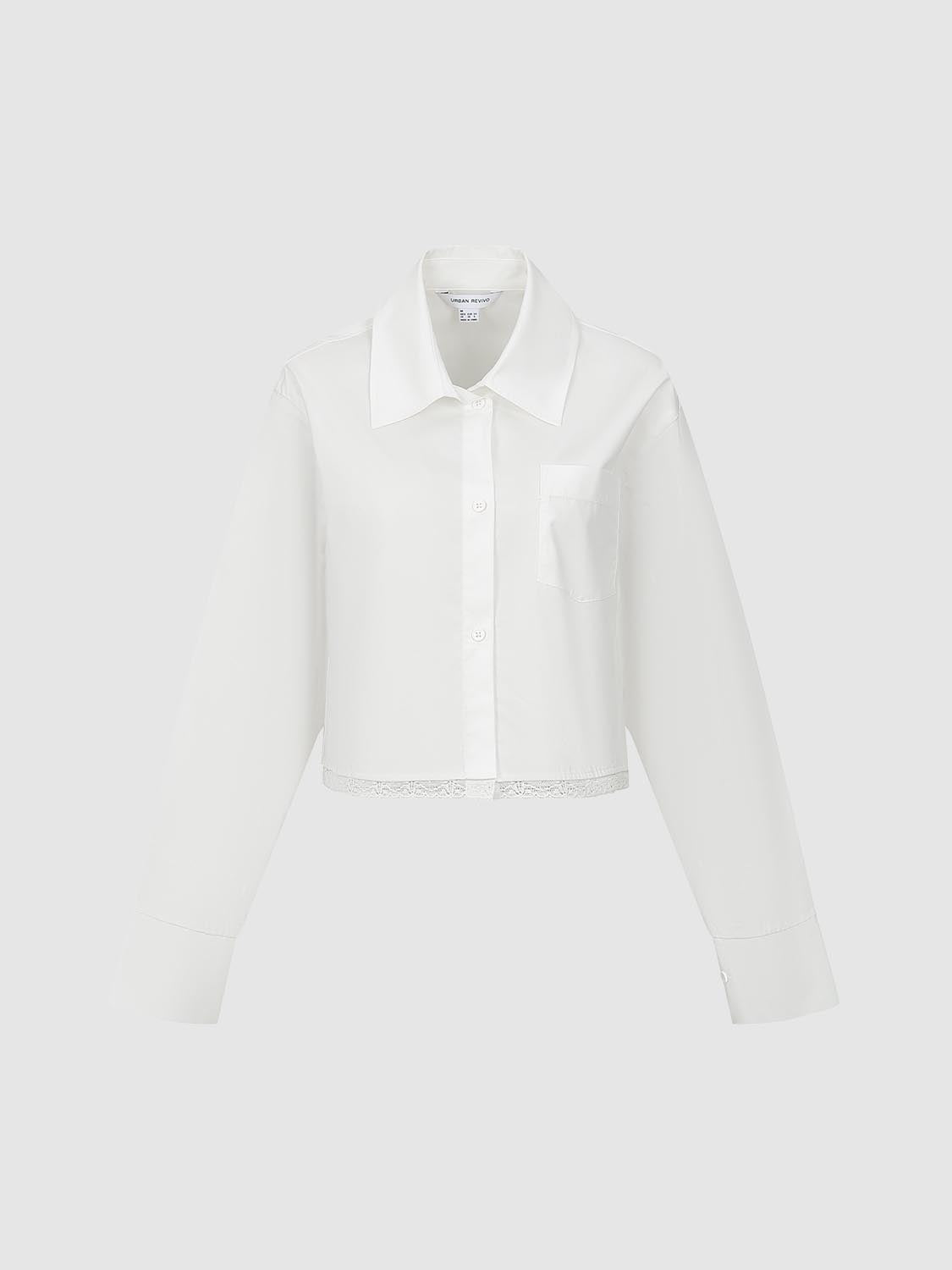 Lace Trim Cropped Shirts