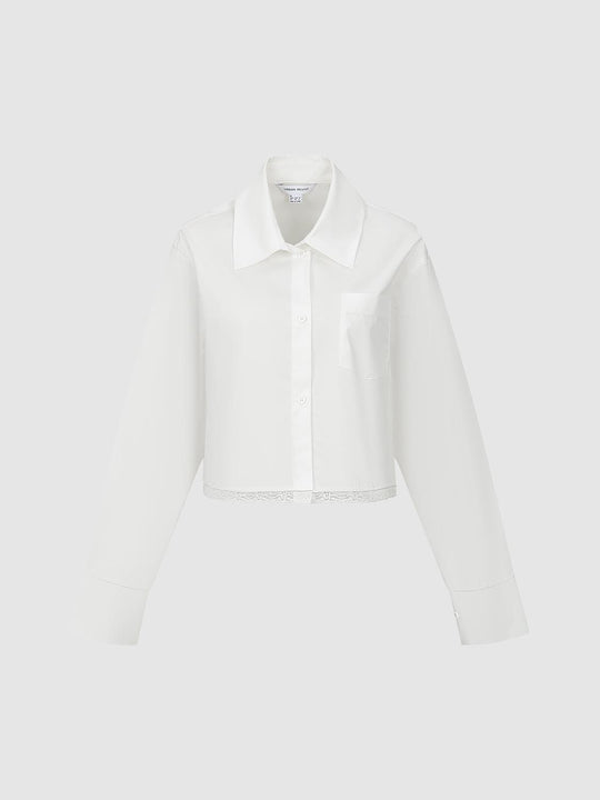 Lace Trim Cropped Shirts