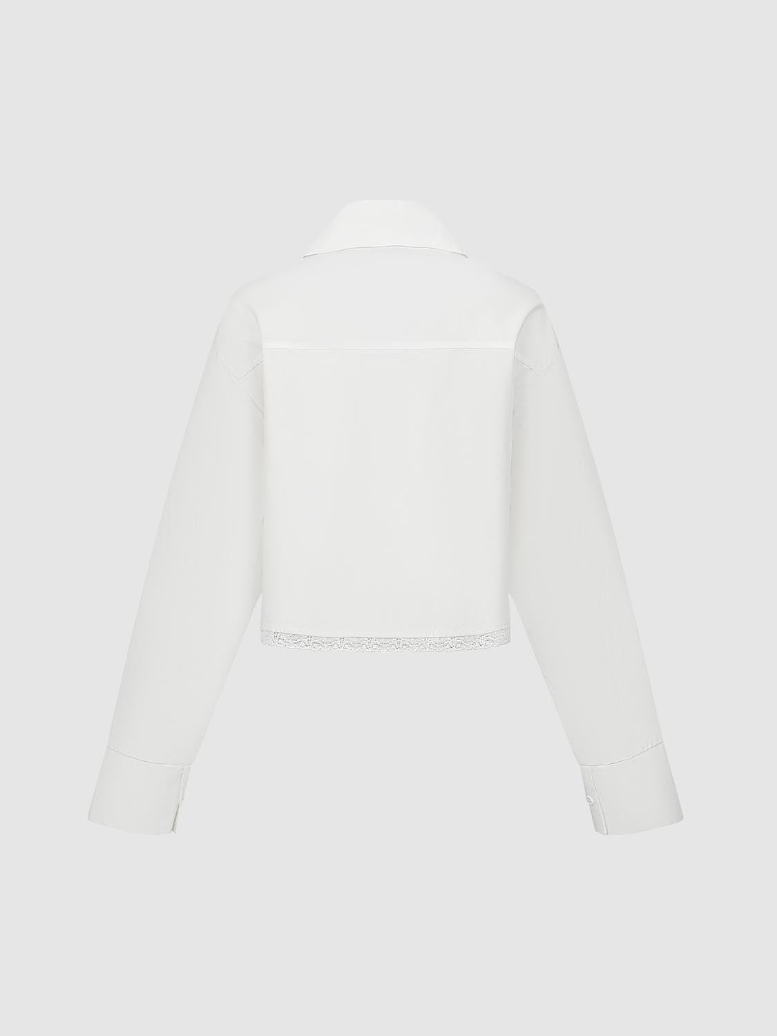 Lace Trim Cropped Shirts