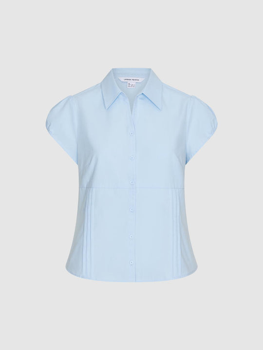 Puff Short Sleeve Nipped-Waist Shirts