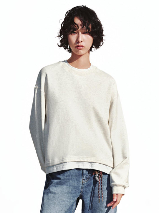2 In 1 Contrast Crew Neck Sweatshirts