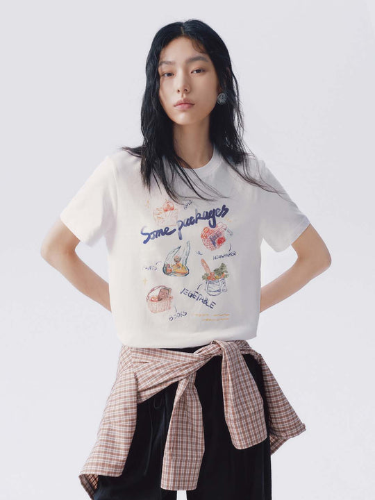 Cotton Graphic Print Non-Stretch T-shirts