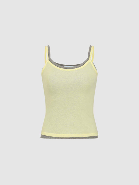 Layered Contrast Trim Slim Fit Crop Camisole Tank Top