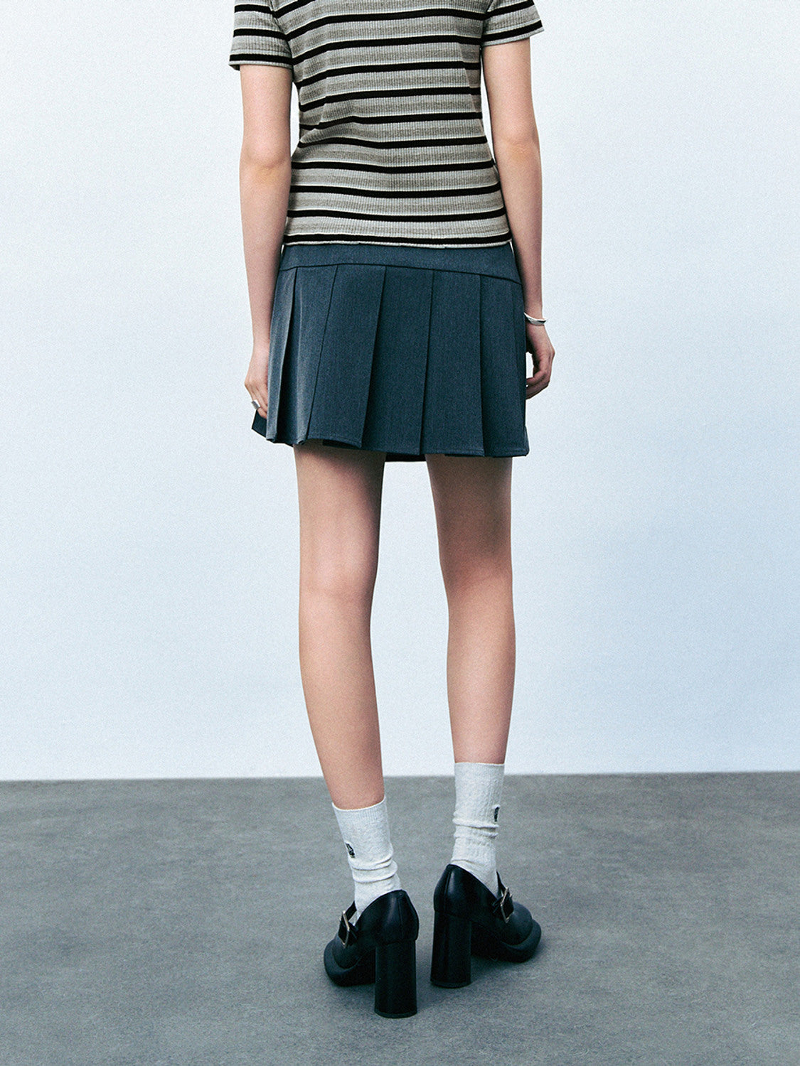 Pleated Mini A-Line Skirt