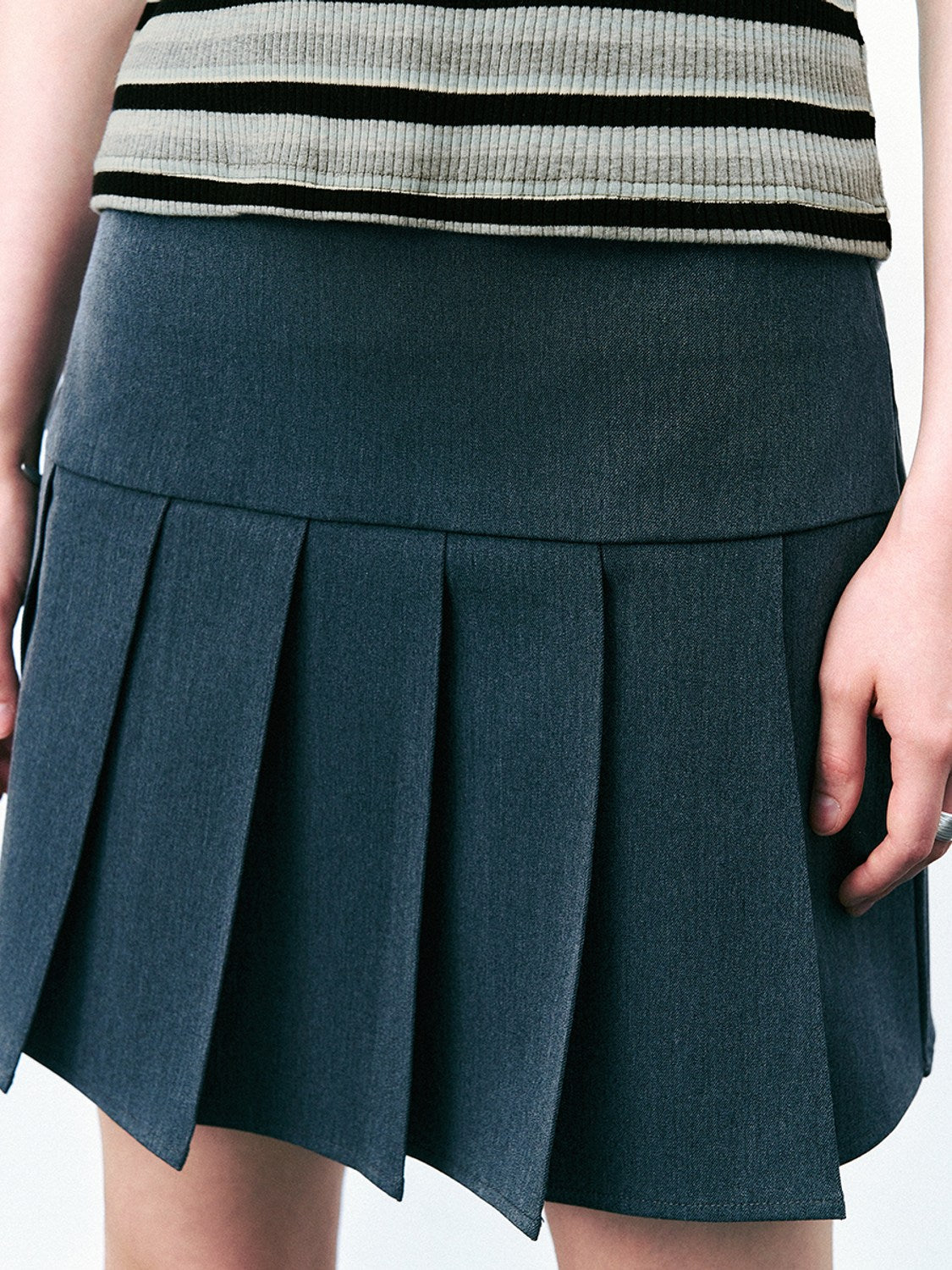 Pleated Mini A-Line Skirt