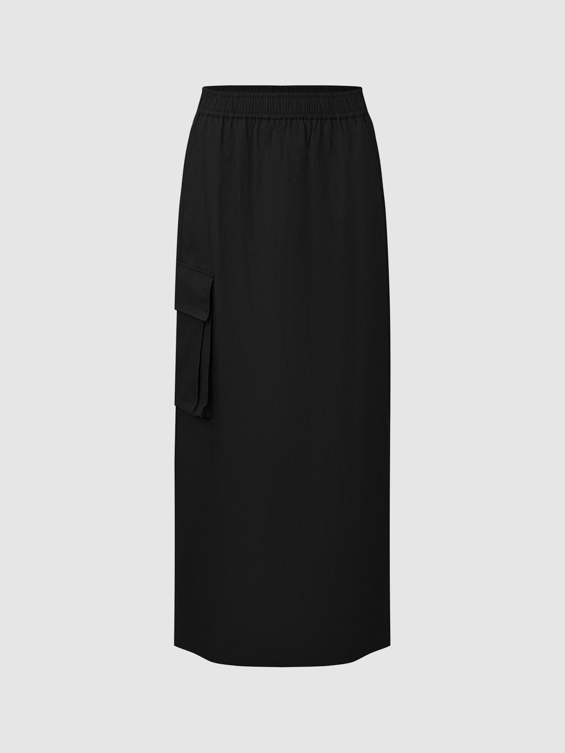 Drawstring Waist Midi Straight Skirt