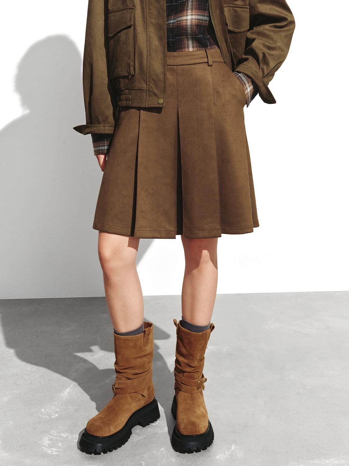 Pleated A-Line Midi Skirts