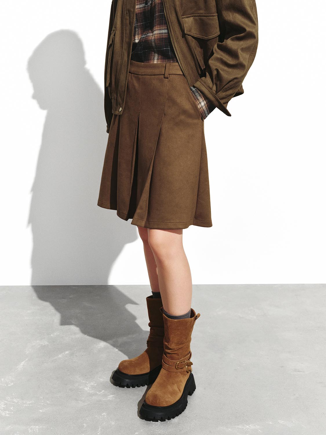 Pleated A-Line Midi Skirts