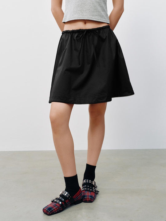 Cotton Lined A-Line Stitch Detailing Mini Skirts