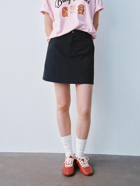 Seamed A-Line Mini Skirts