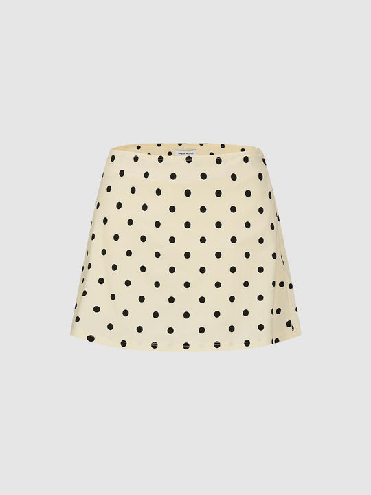 Polka Dotted Straight Mini Skirts