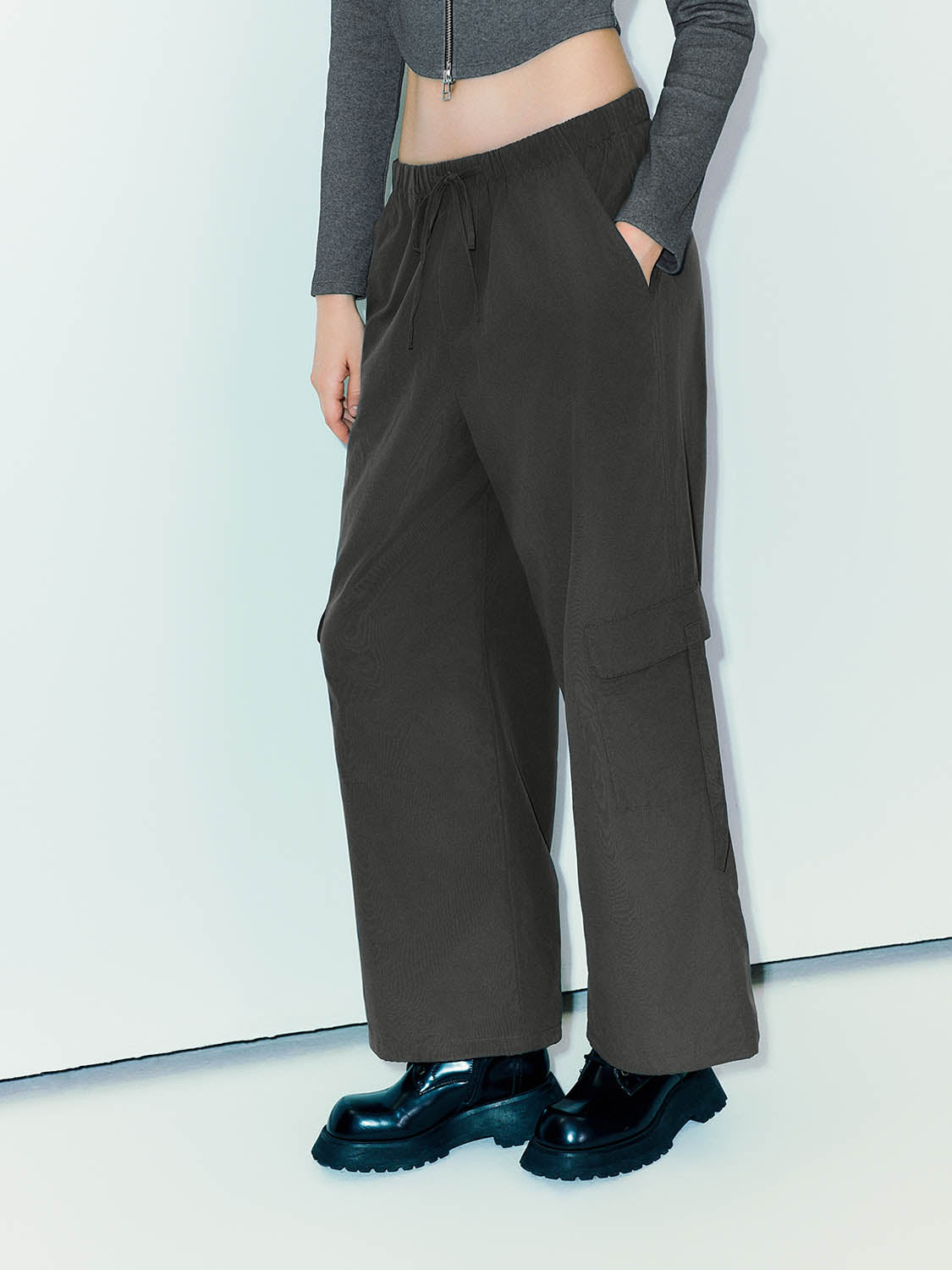 Drawstring Waist Straight Pants