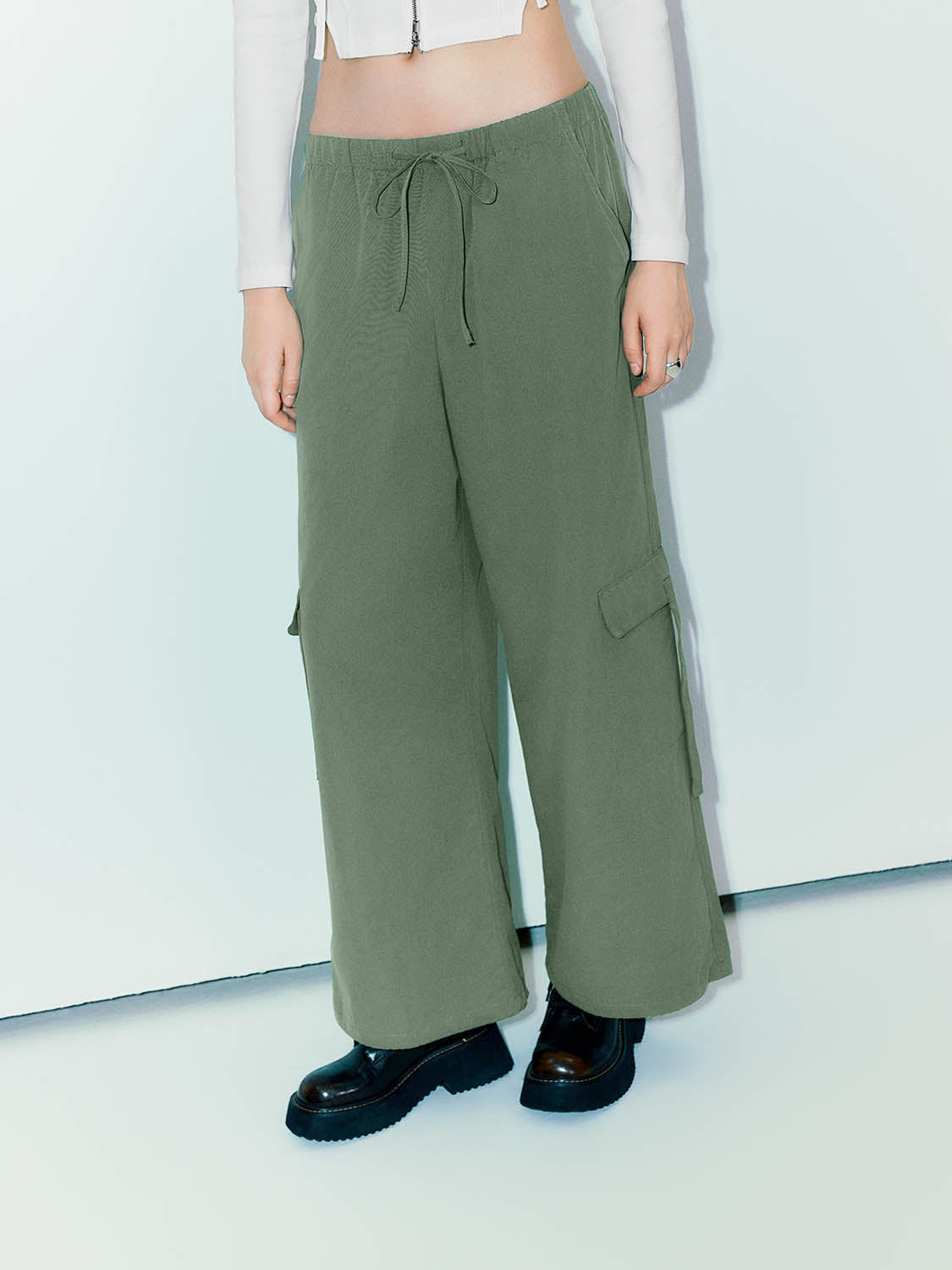 Drawstring Waist Straight Pants