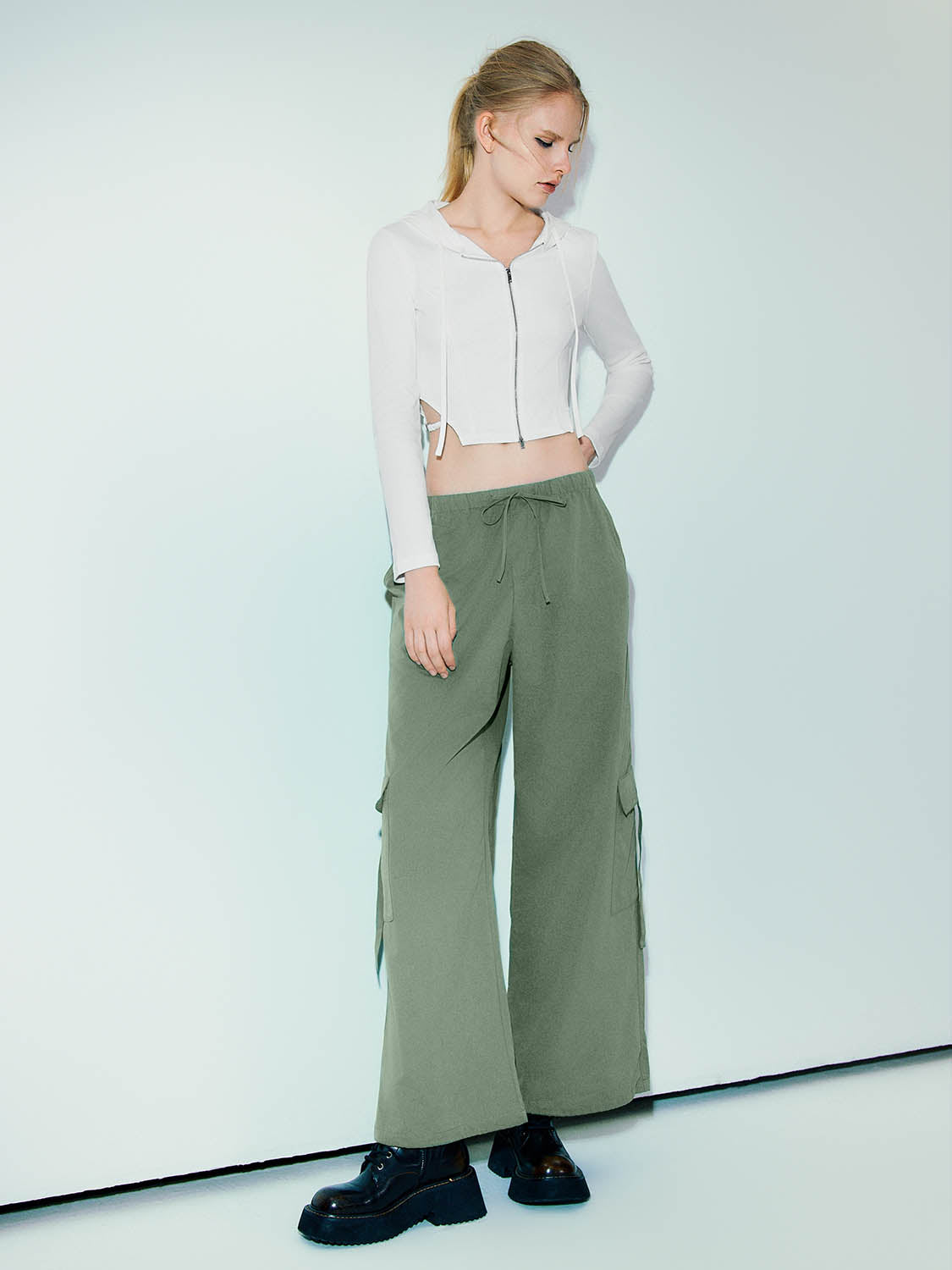 Drawstring Waist Straight Pants