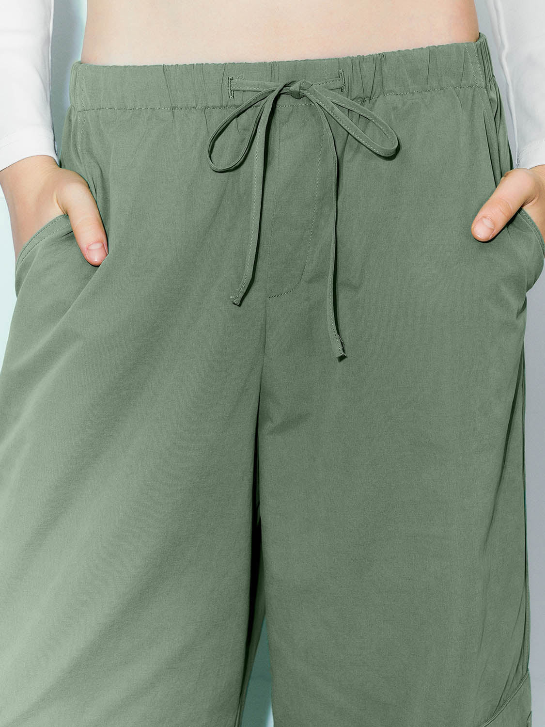 Drawstring Waist Straight Pants