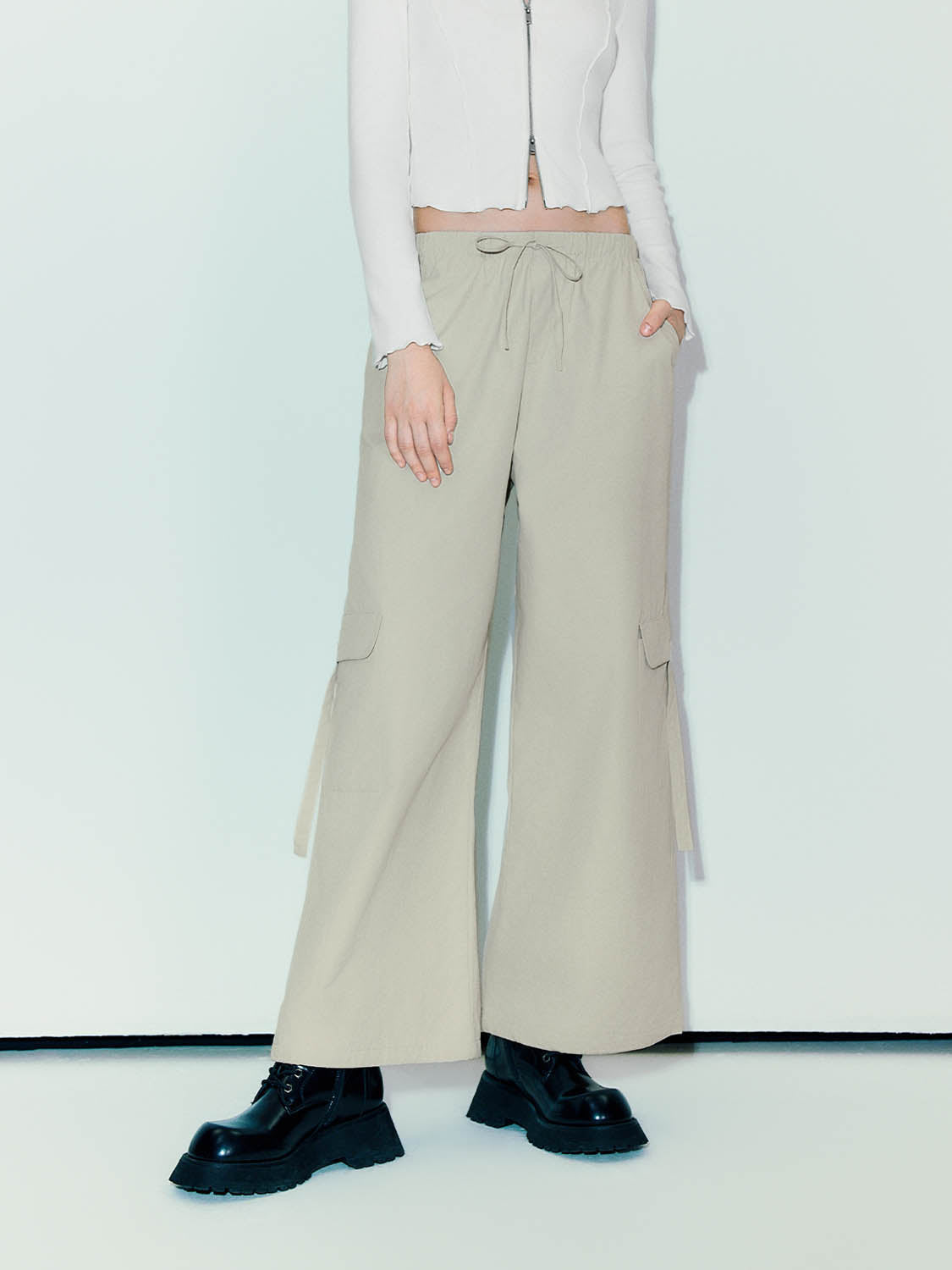 Drawstring Waist Straight Pants