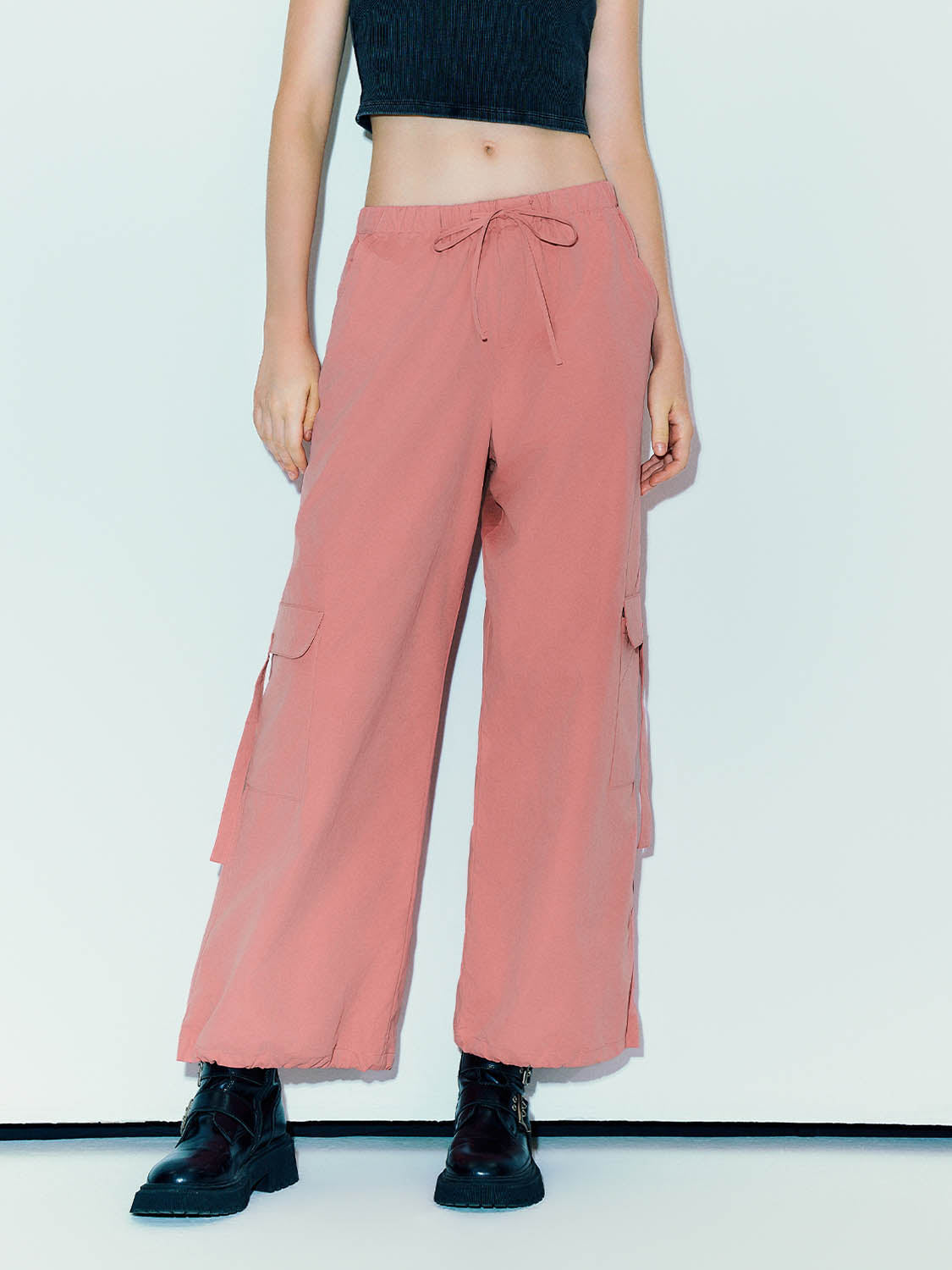 Drawstring Waist Straight Pants